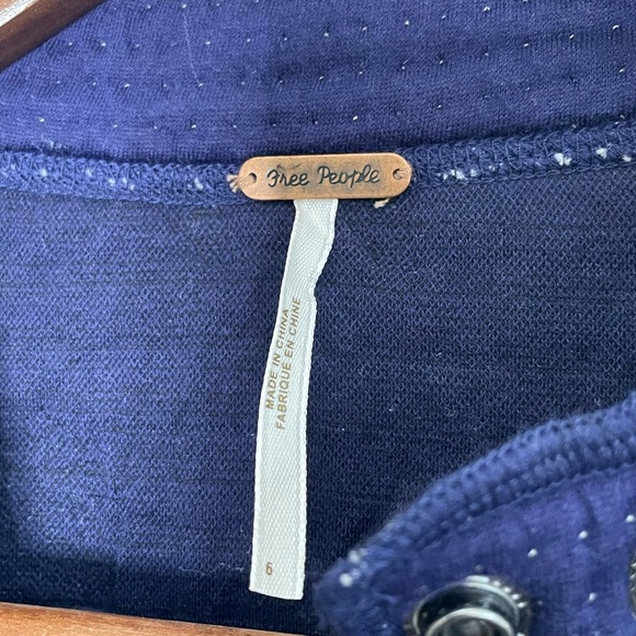 Free People Blue Riveira Pattern Quilted Kantha Stitch Boho Jacket. Size 6 - Picture 5 of 7